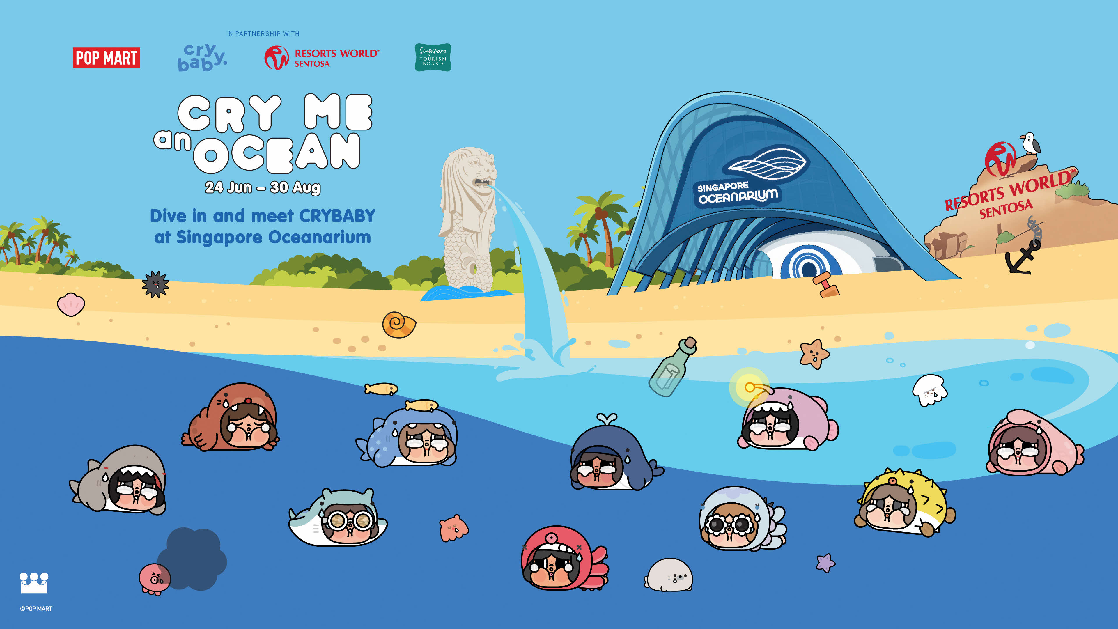From 24 June to 30 August 2026, POP MART, together with RWS and STB, will bring its beloved CRYBABY character to the Singapore Oceanarium in the CRYBABY Cry Me an Ocean activation